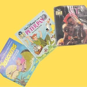 Vintage 1980s Read-Along Book & Record Lot – Disney + E.T.